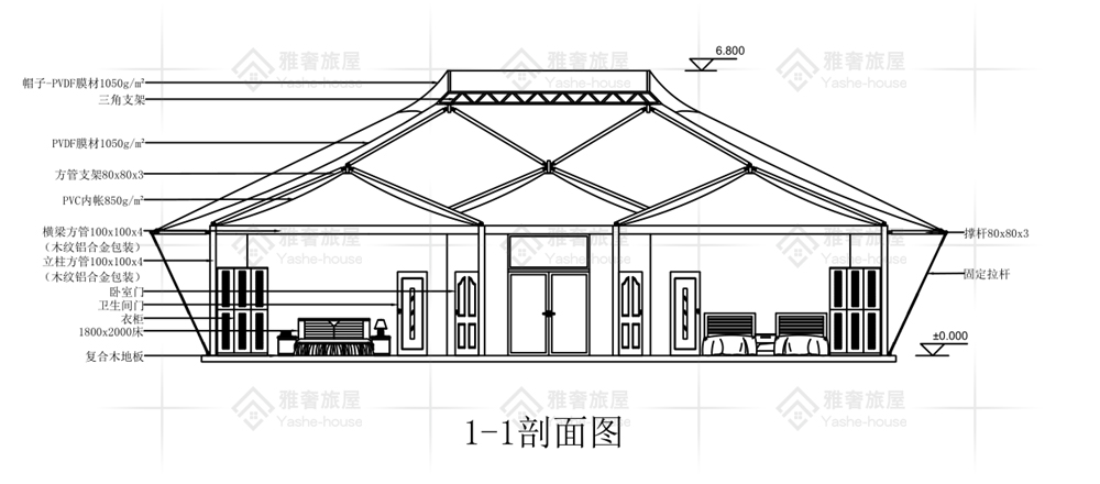 双层顶泰式野奢酒店帐篷